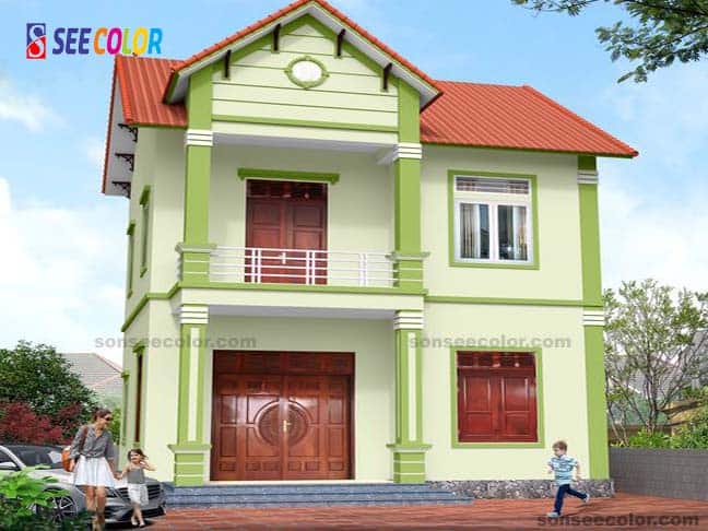 Sơn ngoài trời màu xanh lá cây dịu mát