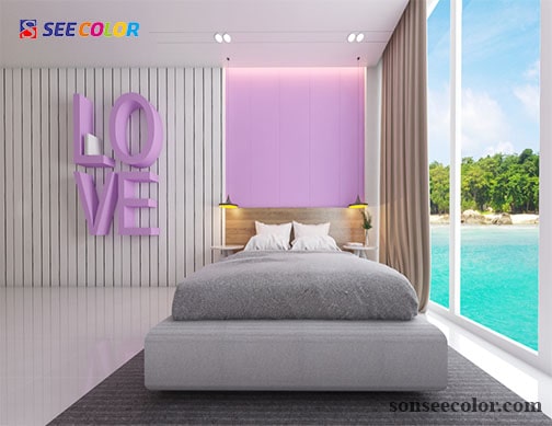 Màu tím được sử dụng hợp lý để căn phòng thêm đẹp 